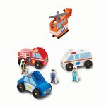 Melissa & Doug Wooden Emergency Vehicle Set | Wooden Vehicles, Cars & Trains | 2+ | Gift for Boy or Girl