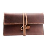 Boshiho Genuine Leather Roll Up Tobacco Pouch with Rolling Tip Paper Holder Slot (Brown (M))