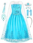 knemmy Girls Princess Dress For Toddlers Halloween Costume Cosplay Christmas Birthday Party Outfit, Blue