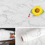 Livelynine 90CM Wide White Marble Contact Paper for Countertops Waterproof Countertop Adhesive Covering Peel and Stick Countertops Marble Wallpaper for Countertops Desk Kitchen Counter Top Vinyl