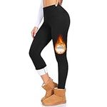 DHSO Fleece Lined Leggings Women High Waisted Winter Warm Workout Leggings Thick Thermal Yoga Pants, Black Large