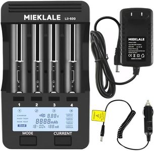 18650 Battery Charger,MIEKLALE Smart Universal Charger LCD Display Quick Charge Included Adapter and Car Power Cords for Li-ion(IMR/ICR) Ni-MH/Cd AA AAA 18650 26650 18350 14500 RCR123