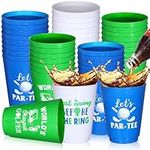 Nuenen 24 Pcs Golf Themed Cups 16 oz Let's Par Tee Golf Plastic Drinking Cups Reusable Golf Ball Cart Design Party Supplies for Kids Birthday Sports School Golf Lover Gifts Housewarming Decorations