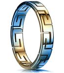 King Ring 4mm Rainbow Greek Ring – Viking Stainless Steel for Men & Women Ring – Wedding Bands for Him & Her – Engagement Couple Rings – Multi 9