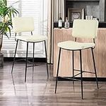 FurnitureR Barstools Set of 2 for Barstool Kitchen Island, Home Furniture, Salon Use - 27 Inch Seat Height Stool Chairs with Ergonomic Upholstery Back, Cream