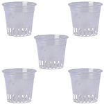 Hug A Plant | 5 Inch Orchid Transparent Pot | Flower Pots for Home & Garden (13CM | 5INCH) (Pack of 5)