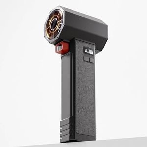 Oley Turbo Dryer Blower for Car, Portable Oversize 64MM Super Electic Cordless Leaf Air Blower with Light & LED Display, 4000mAh, Max Thrust 1.6KG for Patio Cleaning & Car Drying (Brown Black)