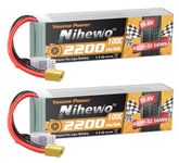 Nihewo 4S Lipo Battery 14.8 V 2200 mAh RC Battery Soft Case 100C with XT60 Connector for FPV Drone RC Quadcopter Helicopter Aeroplane Car Truck Boat RC Models (Pack of 2)