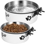 2 Pack Hanging Dog Crate Water Bowl No Spill, Kennel Water Bowl for Dog Crate Cage Accessories, Mountable Stainless Steel Dog Food Water Dispenser Dish Coop Cup for Medium Large Dogs Pet