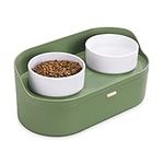 Navaris Pet Feeder with 2 Bowls - Elevated 2-Bowl Feeding Station with Storage Section for Pets Food - Dog or Cat Food & Water Bowls with Raised Stand