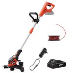 AIVOLT 24V Cordless Strimmer, 30cm Cutting Width Grass Trimmer & Wheeled Lawn Edger, Lightweight Brush Cutter with Auto Nylon Line, 2.0Ah Battery and Charger for Garden Lawn