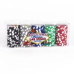 StealStreet 2715PL-L 100 Piece Las Vegas Design Poker Chips in Clear Plastic Tray