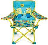 Minions 2 Foldable Camp Chair Fold N Go Chair Sturdy Metal Construction (Easy to Open, Handy Cup Holder, Cleanable Materials, Carrying Bag) for Kids Ages 3+