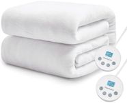 Thermylux Electric Mattress Pad Queen Size Quilted Wave 10 Heat Settings & Dual Control with 12 Hour Auto Off,Deep Pocket Fits up to 18",Coral Fleece Bed Warmer,ETL Certified Machine Washable,60"x80"