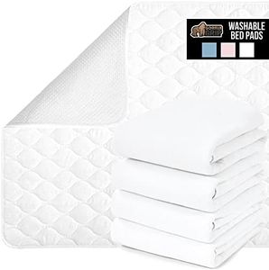 GORILLA GRIP Slip-Resistant Leak Proof Mattress Pad Protector, 36x32, Absorbs 8 Cups, Oeko Tex Certified, Hospital Grade Washable Bed Wetting Incontinence Cover, Pads for Kids Elderly Seniors, 4 Pack