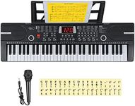 Hricane Kids Piano Keyboard, 61 Keys Beginner Electronic Keyboard Portable Digital Music Keyboard, Early Education Music Instrument with Microphone & Music Sheet Stand, Gift for Boy Girl