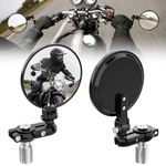 Wolfwill 3" Round Rear View Motorcycle Mirrors, Universal Folding Bar End Side Mirror, CNC Aluminum, Convex Lens, Compatible with Honda, Yamaha, Suzuki, Scooters, Cruisers