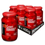 Peppadew Peppers, Sweet Whole Piquanté Peppers, Vegan, Gluten Free, Hot Spice, Perfect for Tapas Dishes, Bar Snacks and Nibbles, Pack of 6 Jars x 400g