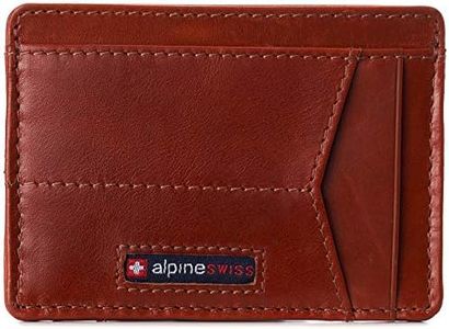 Alpine Swiss Oliver Mens RFID Blocking Minimalist Front Pocket Wallet Leather Comes in a Gift Box Tan