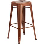 Flash Furniture Commercial Grade 4 Pack 30" High Backless Metal Indoor-Outdoor Barstool with Square Seat, Iron, Plastic, Copper, Set of 4