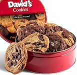 David's Cookies Assorted Fresh-Baked Decadent Cookie Gift Basket Tin — Luscious Large Cookies No Added Preservatives 4 oz./ each— All-Natural Cookies — Ideal Gift for Corporate Birthday Fathers Mothers Day Get Well and Other Special Occasions - 2 lb (8 Cookies)