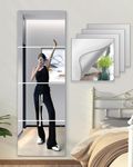 Shatterproof Wall Mirror Full Length for Bedroom, Acrylic Gym Mirrors for Home, Extra Thick : 0.12 Inch, 4 PCS x 16 x 12 Inches, Workout Mirrors Safe for Kids, Over The Door, Long Wall Mounted Mirror