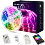 Beaeet LED Strip Light 15m, RGB Music Sync Colour Changing LED Lights for Bedroom, Smart Ambient Lights with Bluetooth App & Remote Control, Flexible Design for Gaming, Ceiling, and Home Decoration