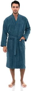 TowelSelections Mens Robe, 100% Cotton Terry Cloth Bathrobe, Soft Kimono Bath Robe for Men XS-4X, Bluesteel, 3X-Large