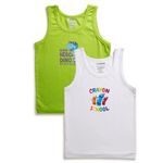 COCOKNUT 100% Cotton Lycra Cute Print Boy's Vest Pack of 2 (11-12 Years) Multicolour