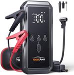 Jump Starter Power Pack with Air Compressor, YaberAuto 150PSI 3500A Car Battery Jump Starter Power Bank (9.0 Gas/8.0L Diesel), 12V Car Battery Booster Jump Starter with Large LCD Display, Lights