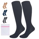 360 RELIEF 1 Pair Compression Socks for Women & Men - 15-20 mmHg Travel Flight Socks – Graduated Support - Ideal for Running, Cycling & during Maternity -S/M, Black with Laundry Bag
