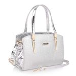 Fiesto Fashion Stylish PU Hand bag || unique,fashionable Sling bag || Travel Shoulder Strap Purse || (Silver)