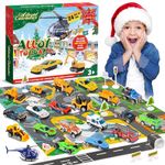 Christmas Advent Calendar, Christmas Countdown Calendars with 24Pcs Cars Sets Plus Play Mats, Perfect Holiday Gift for Kids, Boys, Girls, Teens Adults (B)