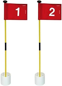 X·CELLENT Mini Golf Putting Green Flag and Hole Cup for Yard Practice Set, Golf Pin Flag Hole Cup Set, Portable 2-Section Fiberglass Golf Flag Sticks, Gifts Idea(2Pack Red #1,2