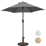 Yaheetech 2.3m Garden Parasol Umbrella Patio Table Umbrella Outdoor Tilting Crank & Handle Parasol with 10kg Resin Base Stand - Gray