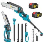 2 in 1 Cordless Pole Saw for Makita 18v, 8 Inch Brushless Electric Cordless Chainsaw & Pole Chainsaw, Extend Pole to 4.2m, 2×4.0ah Battery & 180° Adjustable Head, for Tree Trimming & Cutting Branches