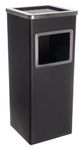 Curvaso Premium Dustbin Large Rubbish Waste Bin with Ashtray Removal Lid Free Standing Stainless Steel Indoor Outdoor for Home Garden Office Restaurant Pub Black Square