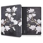 kwmobile Case Compatible with Kobo Forma Case - eReader Cover - Magnolias Taupe/White/Dark Grey