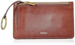 Fossil Wallet for Women Logan, Leather/Polyurethane Trim Flap Clutch brown 19.4 cm L x 2.5 cm W x 10.2 cm H SL7833200