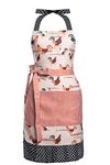 Alex Virtue Lovely Flower Pattern Retro Aprons With Large Pockets for Women Girls Cooking Kitchen Bakery Mother's Gift, Lovely Chicken, 26.7 inch x 27.6 inch