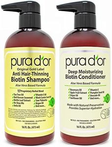 PURA D'OR Anti-Thinning Biotin Shampoo and Conditioner, CLINICALLY TESTED Proven Results, DHT Blocker Thickening Products For Women & Men, Color Treated Hair, Original Gold Label Hair Care Set 16oz x2