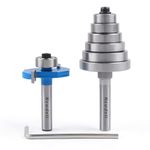 Newdeli 1/4 Inch Shank Rabbet Router Bit 1/4" Height with 6 Bearings Set (1/2", 5/8", 3/4", 7/8", 1", 1-1/8" Bearings) Wood Biscuit Slot Cutters