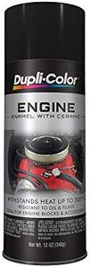 Dupli-Color DE1634 Engine Enamel Spray Paint with Ceramic - GM/Chrysler Low Gloss Black - 12 oz Aerosol Can