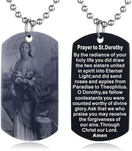 FAYERXL Scripture Baptism Holy Bible Verse Dog Tag Necklace,Engraved Catholic Christian Communion Confirmation Rite Religious Gift (Prayer to St.Dorothy)