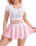 Avidlove Lingerie Women Role Play Costume Mini Plaid Skirt Schoolgirl Outfits Pink XXL