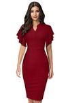 ILLI LONDON Women's Bodycon Knee-Length Dress (Small, Maroon)