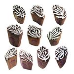 Royal Kraft Clay Printing Stamps Decorative Small Floral Design Wooden Blocks -Set of 10