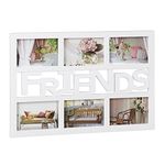 Relaxdays Friends Picture Frame, Photo Gallery for 6 Photographs, Plastic, Horizontal, HWD: 33 x 48 x 1.5 cm, White