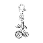 Quiges 925 Sterling Silver White Cubic Zirconia Cherry Lobster Clasp Charm Clip on Pendant