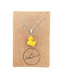 Duck Necklace, Rubber Duck Necklace, Silver Plated Chain, Ducky Necklace, Yellow Duck Necklaces, Novelty Necklace, BFF